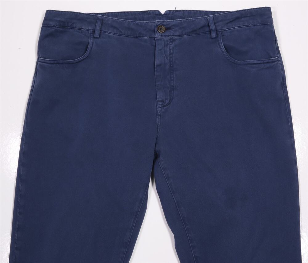Canali Blue Cotton Lyocell 5-Pocket Pants 36x29